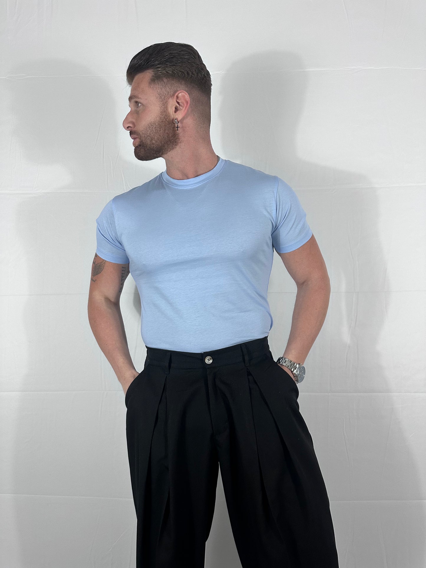 🏴🇮🇹 COTTON SUPREMA FILO DI SCOZIA CELESTE