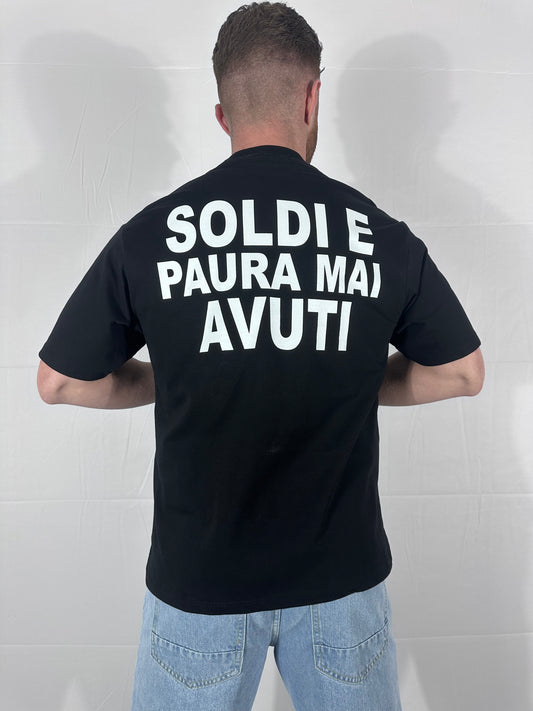 UNIQO27| MANIFESTO - MAGLIA "Soldi e paura mai avuti". oversize ๐ฎ๐น