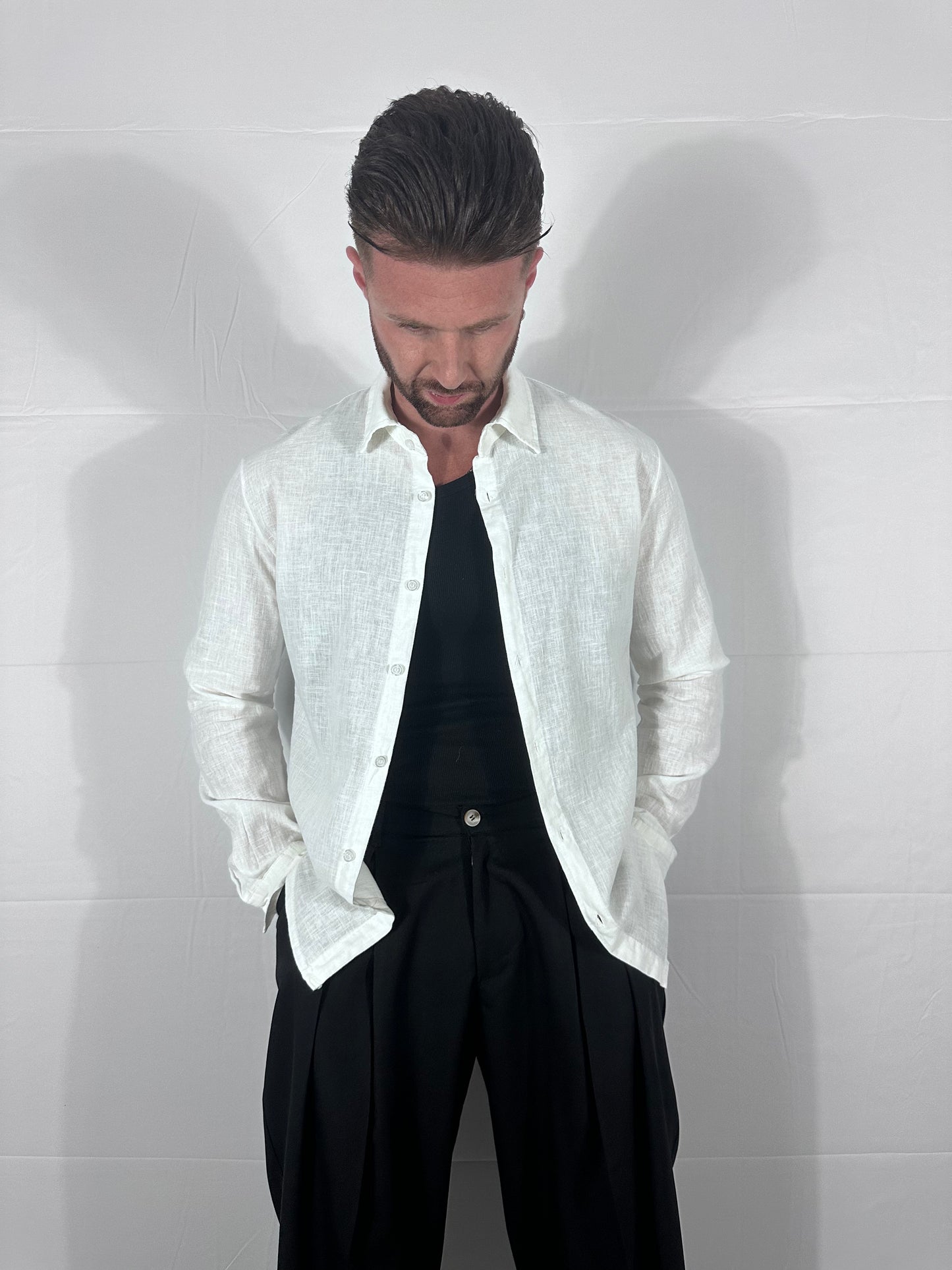 BREZZA —CAMICIA DI LINO BIANCA 🇮🇹
