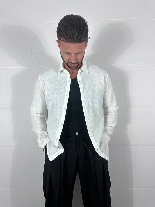 BREZZA —CAMICIA DI LINO BIANCA 🇮🇹