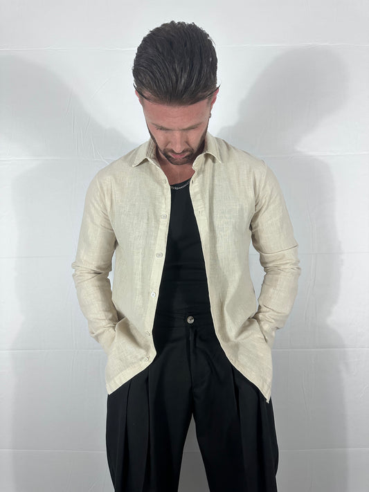 | BREZZA —CAMICIA DI LINO BEIGE 🇮🇹