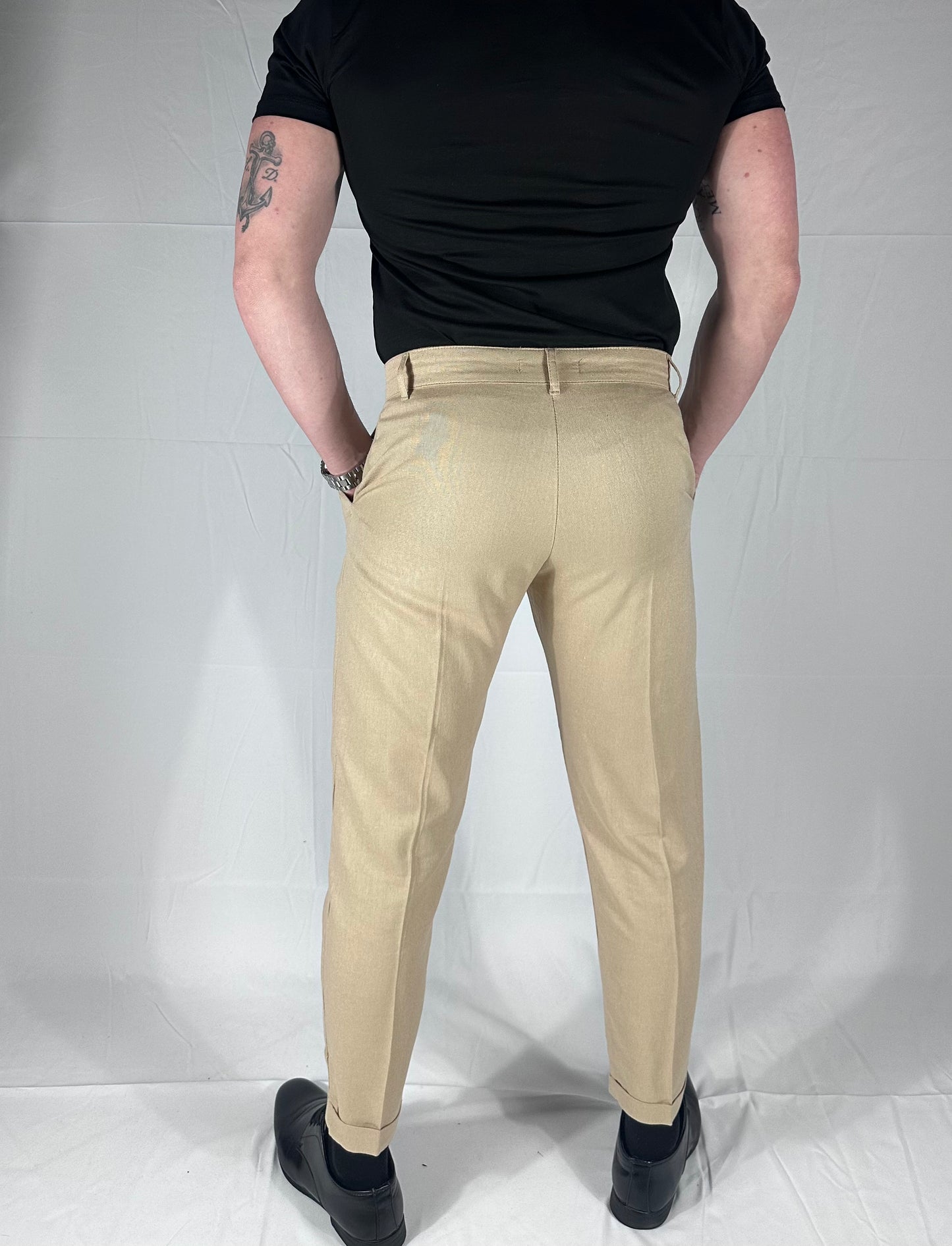 CONFLUENZA — PANTALONE LINO E VISCOSA CAMEL 🇮🇹
