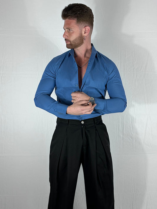COTTON STRETCH – CAMICIA SLIM FIT DENIM 🇮🇹