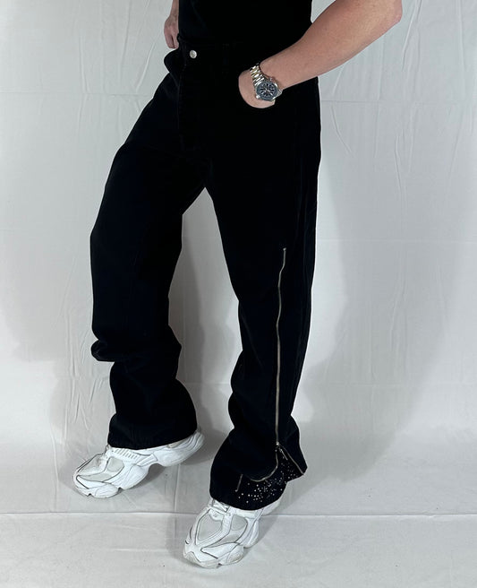 ZIP DENIM TOP — JEANS CON ZIP con brillantini 🇮🇹