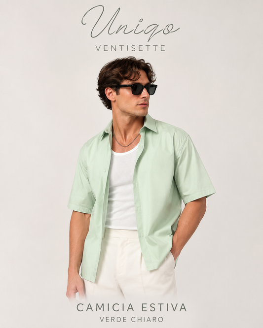 CICLO  COTTON CROP – CAMICIA CORTA  OVERSIZE VERDE 🇮🇹