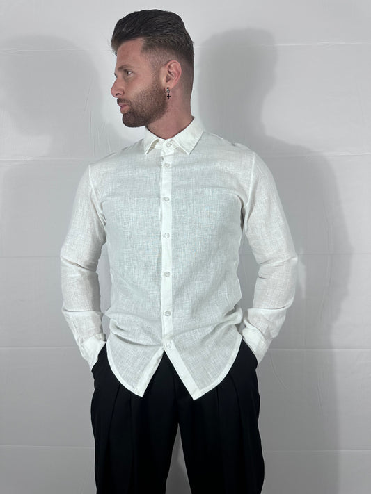 BREZZA —CAMICIA DI LINO BIANCA 🇮🇹