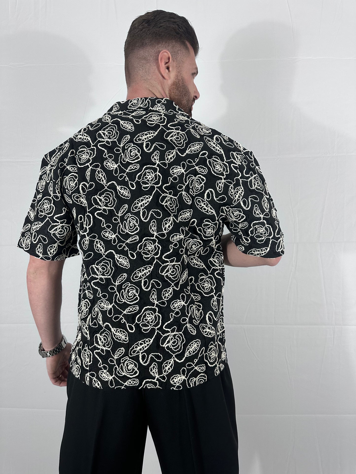 UNIQO27| ORNA — CAMICIA RICAMATA NERA