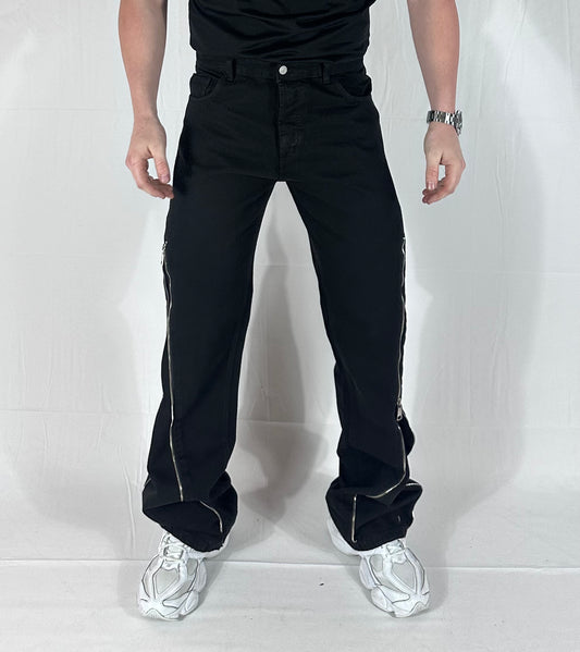 UNIQO27| ZIP DENIM TOP — JEANS NERO  CON ZIP 🇮🇹