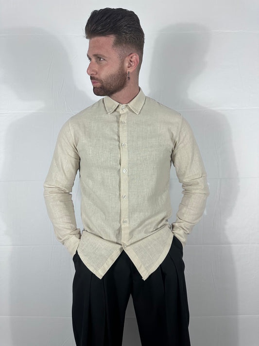 | BREZZA —CAMICIA DI LINO BEIGE 🇮🇹