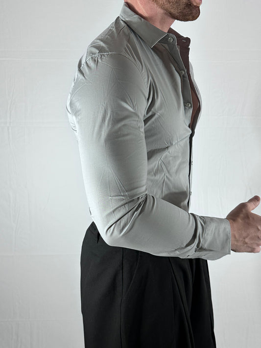 COTTON STRETCH – CAMICIA SLIM FIT GRIGIO  🇮🇹