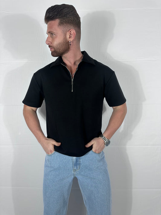 ZENITH —POLO ZIP NERA 🇮🇹