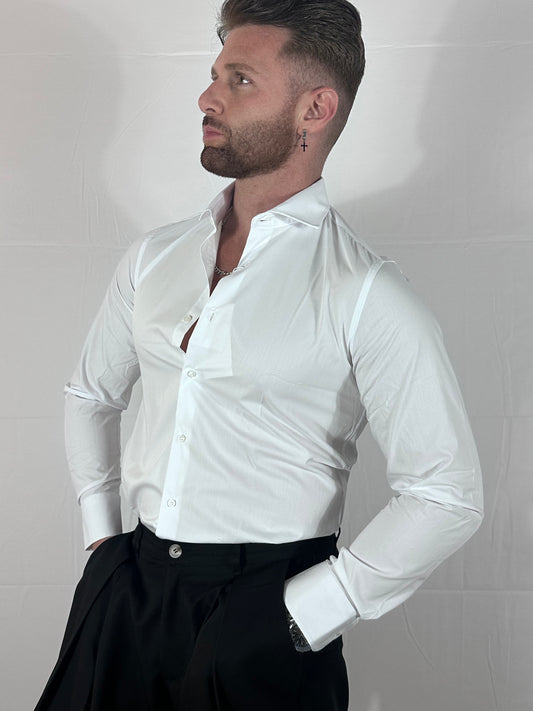 FLUIDO #2 CAMICIA NO STIRO BIANCA