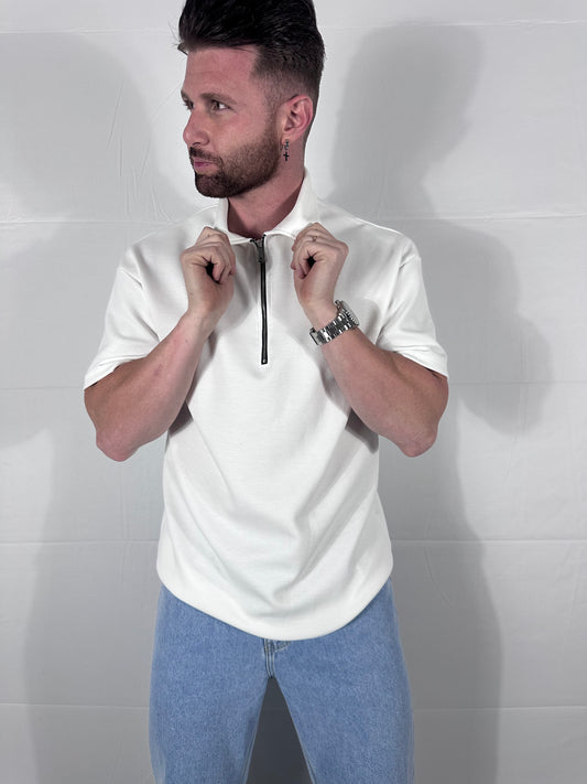 ZENITH —POLO ZIP  BIANCA🇮🇹