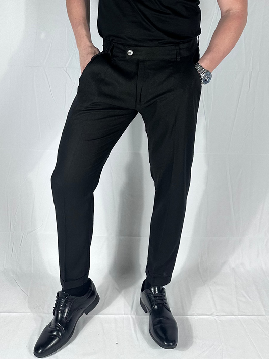 |CONFLUENZA — PANTALONE LINO E VISCOSA NERO 🇮🇹
