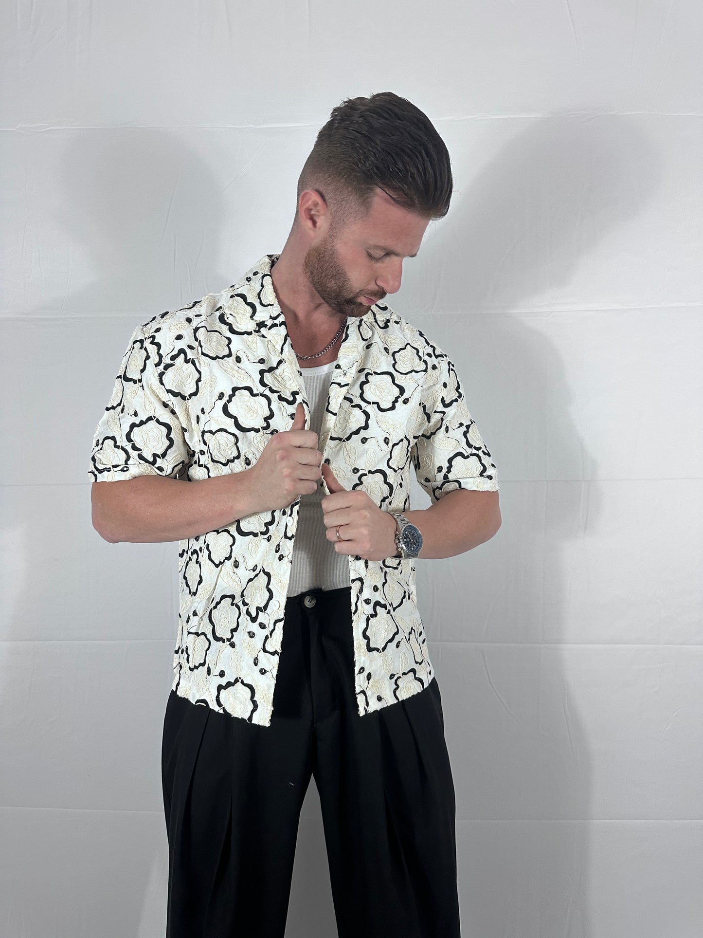 UNIQO27| ORNA —CAMICIA RICAMATA BIANCA