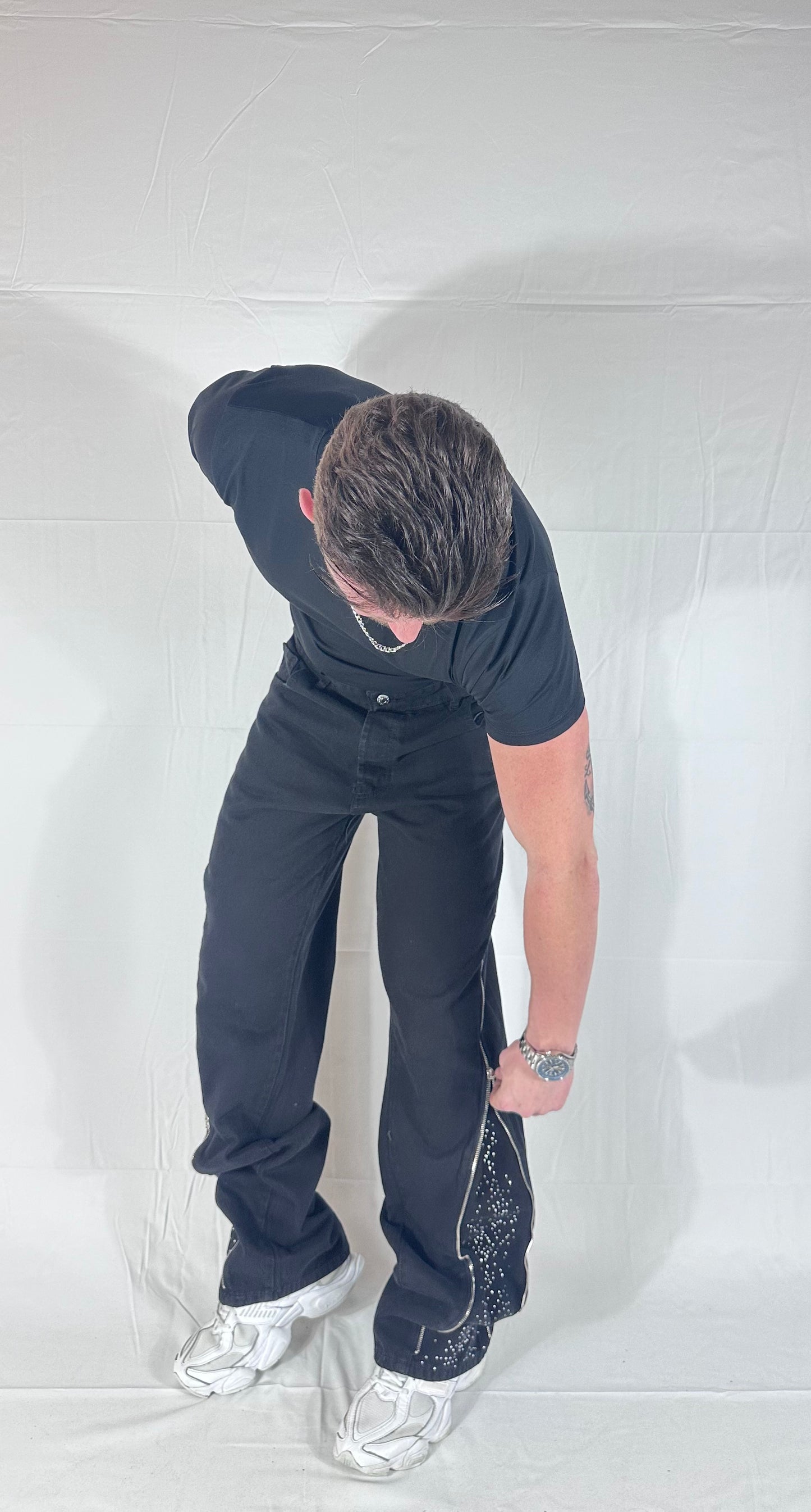 ZIP DENIM TOP — JEANS CON ZIP con brillantini 🇮🇹