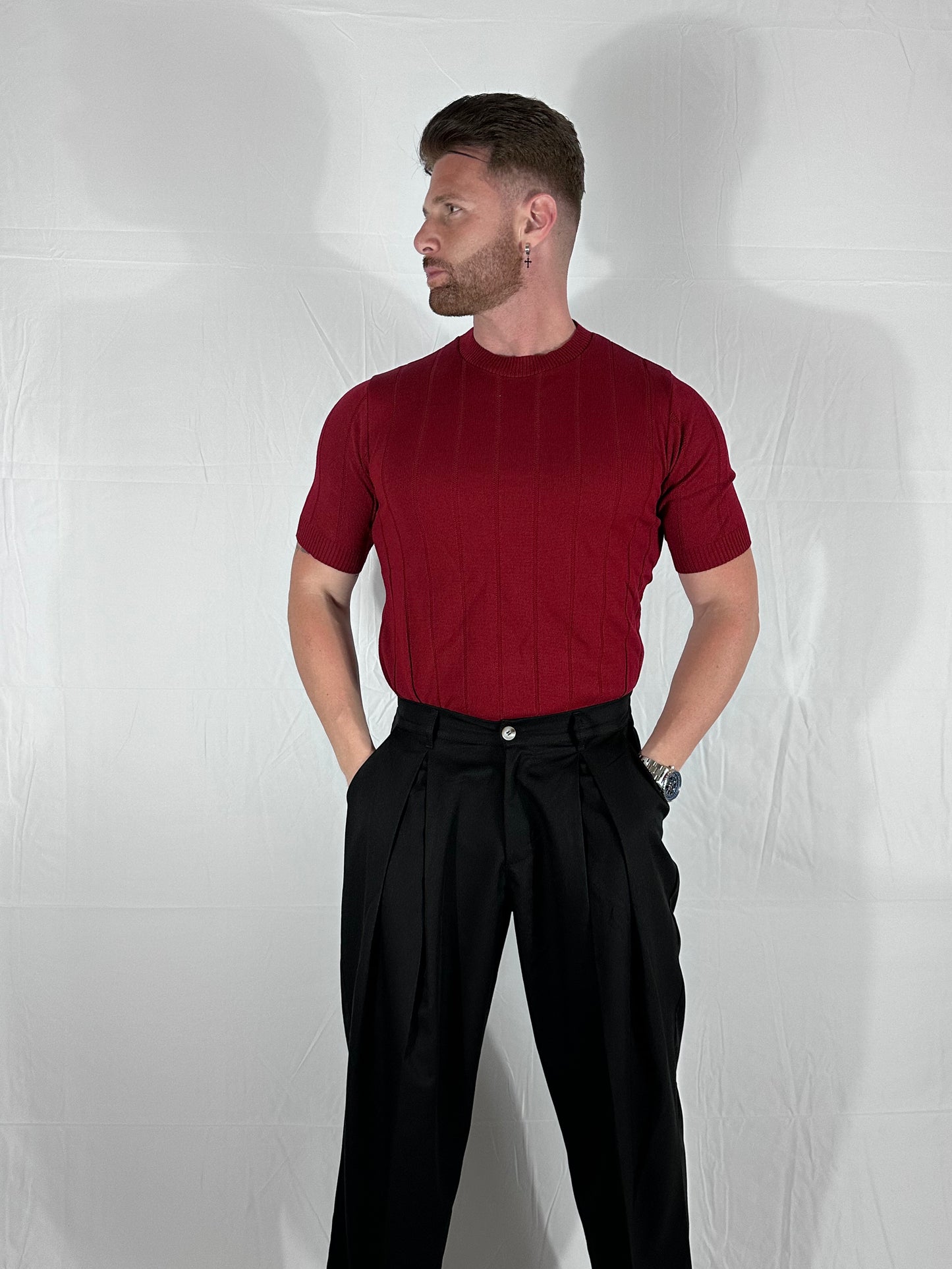 FILO BORDEAUX – T-SHIRT IN MAGLIA 🇮🇹