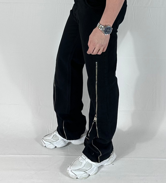 UNIQO27| ZIP DENIM TOP — JEANS NERO  CON ZIP 🇮🇹