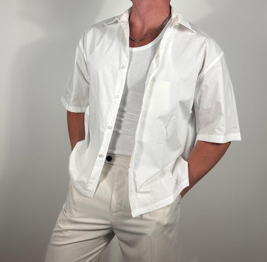 CICLO  COTTON CROP – CAMICIA CORTA  OVERSIZE BIANCA🇮🇹