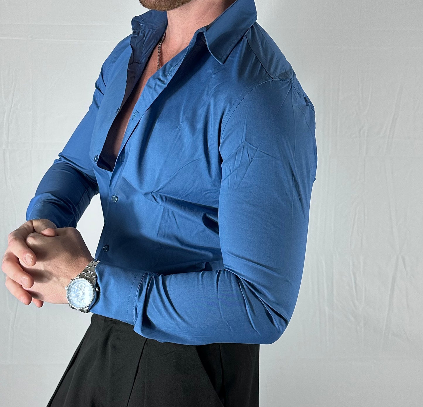 COTTON STRETCH – CAMICIA SLIM FIT DENIM  🇮🇹