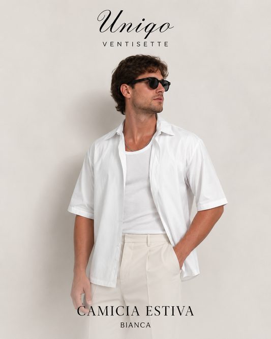 CICLO  COTTON CROP – CAMICIA CORTA  OVERSIZE BIANCA🇮🇹