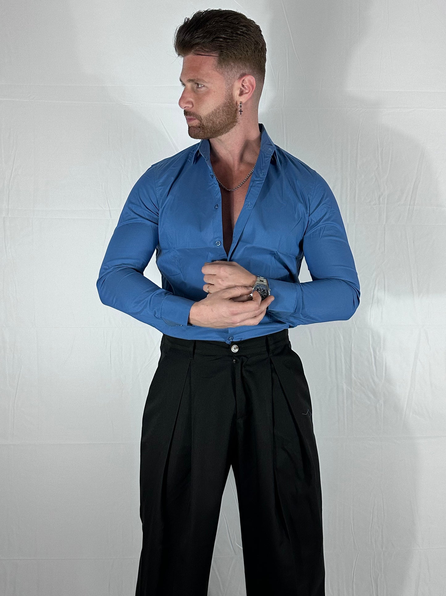 COTTON STRETCH – CAMICIA SLIM FIT DENIM  🇮🇹