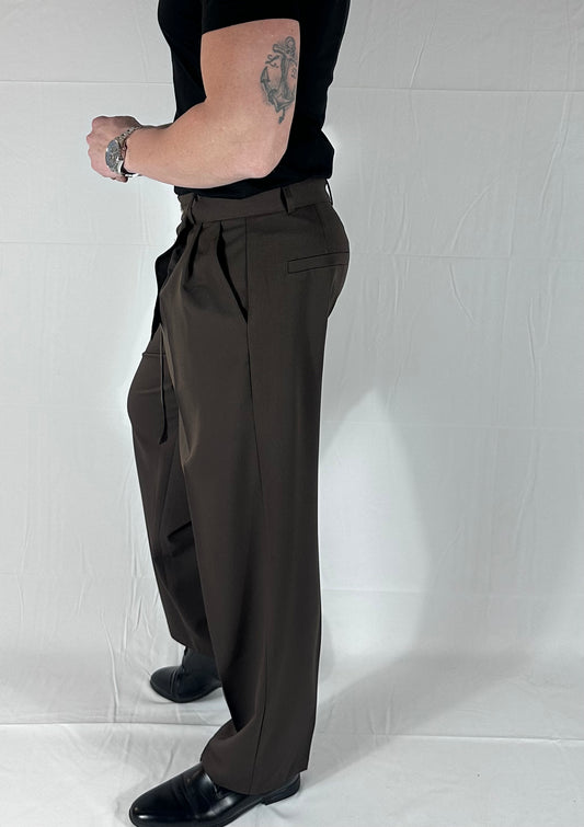 LEGAME —PANTALONE CON LACCIO RIMOVIBILE MARRONE |🇮🇹