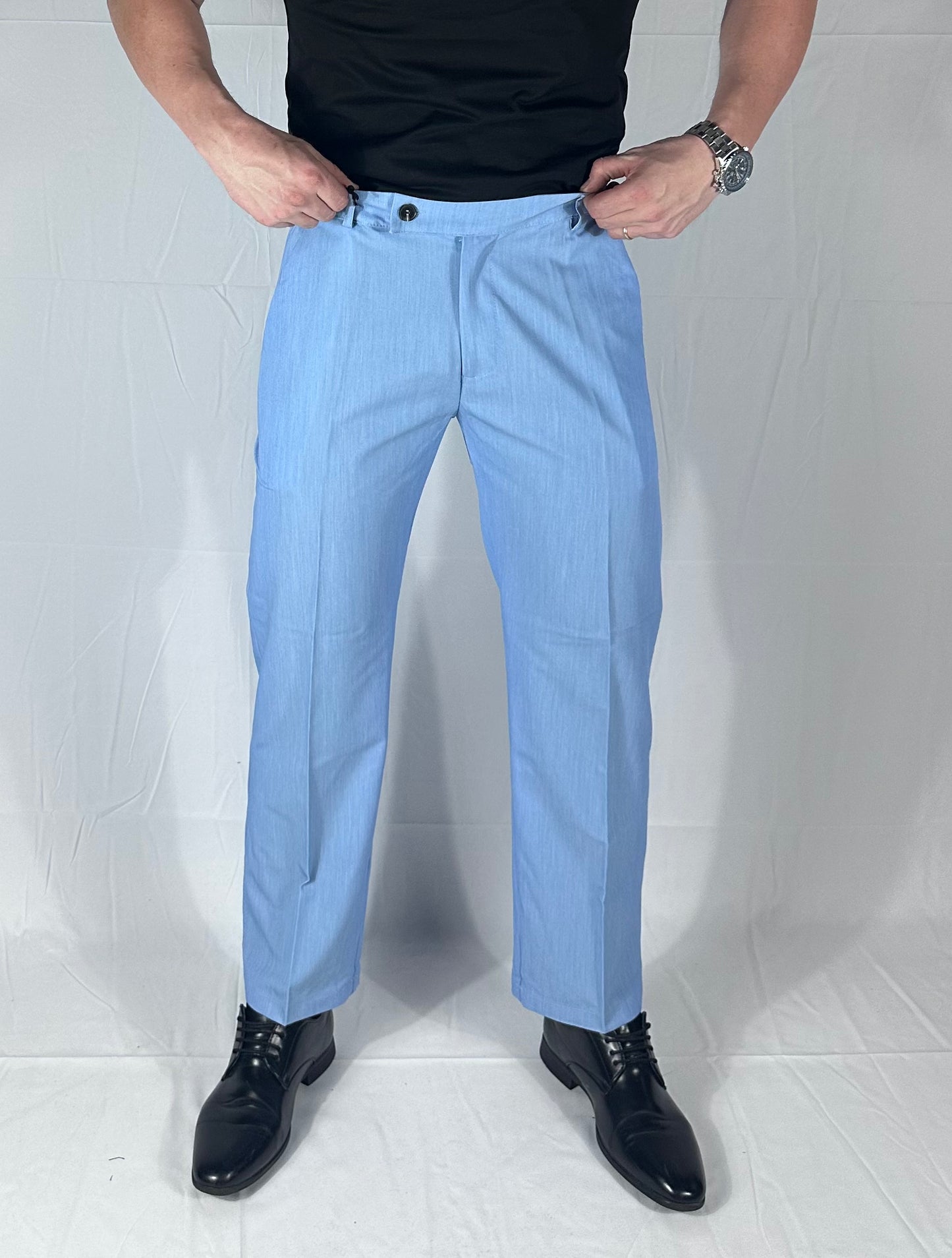 UNIQO27| ORIZZONTE — Pantalone Strutturato Celeste |🇮🇹