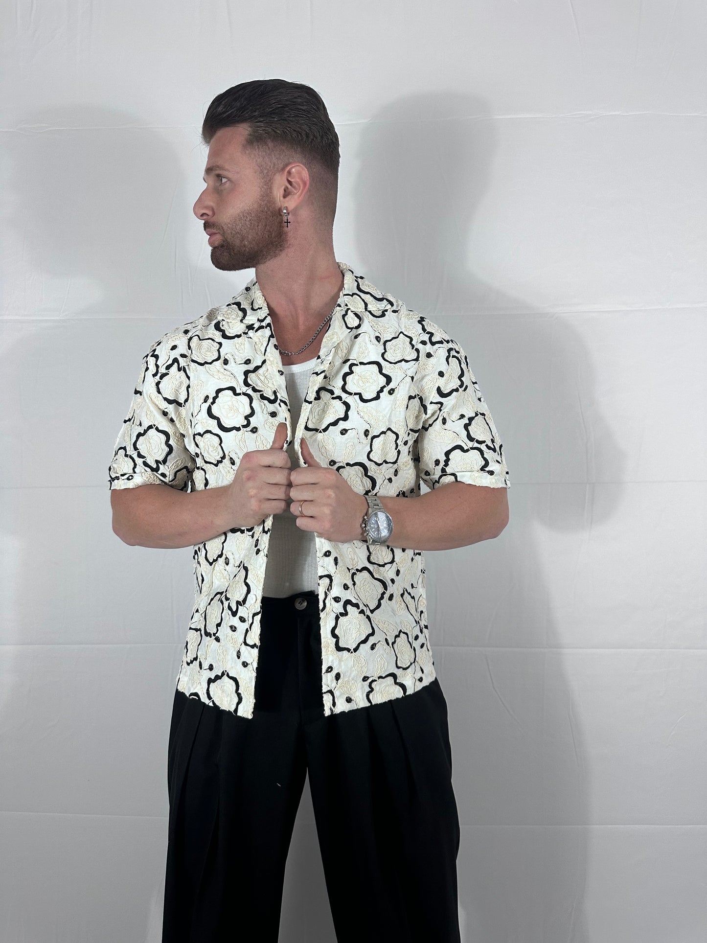 UNIQO27| ORNA —CAMICIA RICAMATA BIANCA